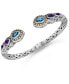 Фото #1 товара Swiss Blue Topaz, Amethyst & Bali Ubud Cuff Bracelet in Sterling Silver and 18K Gold