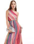 Mango stripe one shoulder maxi dress in multi