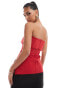 In The Style bengaline foldover bandeau longline top in red