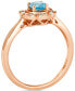 ფოტო #3 პროდუქტის Blueberry Sapphire (1/3 ct. t.w.) & Vanilla Diamond (1/8 ct. t.w.) Flower Halo Ring in 14k Rose Gold