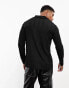 ASOS DESIGN long sleeve polo in sheer rib with deep v neck