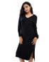 Фото #4 товара Vila v neck knitted jumper midi dress in black