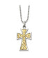 14k Gold tone Accent Cross Pendant Ball Chain Necklace