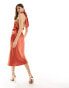 Фото #3 товара Pretty Lavish exclusive to ASOS Raleigh cowl back satin midaxi dress in terracotta