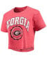 ფოტო #3 პროდუქტის Women's Red Georgia Bulldogs Edith Vintage-Like Burnout Crop T-shirt