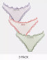 Monki 3 pack mesh thong in lilac, green and pink multi Разноцветный, 2XS - EU 32 - фото #1