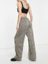 ASOS DESIGN Tall jersey slouch wide leg trouser in sage check