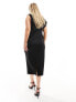 Фото #7 товара ASOS DESIGN Curve asymmetric high neck minimal midi dress in black