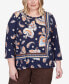 ფოტო #1 პროდუქტის Plus Size Autumn Weekend Paisley Border Braid Neck Top