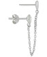 ფოტო #5 პროდუქტის Cubic Zirconia & Heart Double Piercing Chain Earrings in Gold-Plated Sterling Silver, Created for Macy's