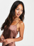 Topshop lace insert midi slip dress in chocolate