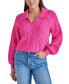 Фото #1 товара Women's Cable-Knit Long-Sleeve Polo Sweater