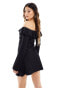 ASOS DESIGN ruffle textured bardot mini dress in black