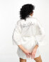 Six Stories bride satin robe with embroidery in white