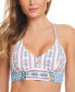 Women's Crisscross-Lattice Floral-Print Bikini Top