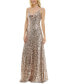 Women's Sequin Embellished Rosette Sleeveless Gown