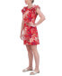 Фото #3 товара Petite Printed Jewel-Neck Ruffle-Sleeve Dress
