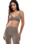 Фото #1 товара Vero Moda seamless deep v bra top co-ord in taupe brown