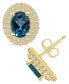 ფოტო #1 პროდუქტის London Topaz (2 ct. t.w.) and Diamond (1/2 ct. t.w.) Halo Stud Earrings in 14K Yellow Gold