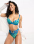 Фото #8 товара Ann Summers Honey Suckle padded plunge bra in blue and green contrast