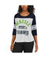 ფოტო #3 პროდუქტის Women's White and College Navy Seattle Seahawks First Team Three-Quarter Sleeve Mesh T-shirt