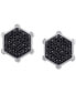 Фото #3 товара Men's Black Diamond Hexagon Cluster Screw Back Stud Earrings (1 ct. t.w.)