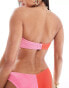 & Other Stories crinkle twist knot bikini top in colour block pink and red