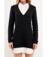 Фото #1 товара Women's Mixed Media Cable Knit Sweater Dress