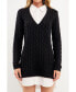 Women's Mixed Media Cable Knit Sweater Dress