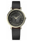ფოტო #1 პროდუქტის Women's Swiss V-Dollar Black Leather Strap Watch 37mm