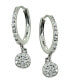 ფოტო #1 პროდუქტის Pavé Cubic Zirconia Disc Charm Drop Huggie Hoop Earring in Sterling Silver