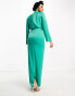 Фото #8 товара ASOS DESIGN Modest satin high neck pleat detail maxi dress with long sleeves in jewel green