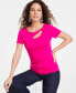 ფოტო #1 პროდუქტის Women's Asymmetrical Cutout T-Shirt, Created for Macy's