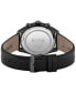 ფოტო #1 პროდუქტის Men's Chronograph Champion Black Perforated Leather Strap Watch 44mm