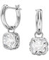 ფოტო #1 პროდუქტის Silver-Tone Zirconia & Crystal Square Dangle Hoop Earrings