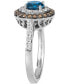 ფოტო #3 პროდუქტის Chocolatier® Deep Sea Blue Topaz (1 ct. t.w.) & Diamond (5/8 ct. t.w.) Halo Ring in 14k White Gold