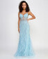 Фото #1 товара Juniors' Rhinestone Feather-Trim Illusion Gown, Created for Macy's