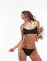 Topshop mix and match neon trim tie side bikini bottoms in black