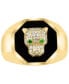 ფოტო #3 პროდუქტის EFFY® Men's Onyx, Diamond (1/4 ct. t.w.) & Tsavorite Accent Panther Ring in 14k Gold