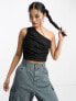 Фото #5 товара Daisy Street one shoulder linen crop top in black