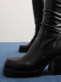 ASOS DESIGN Command heeled knee boots in black