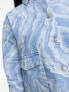 Pieces denim jacket co-ord in blue marble