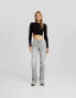 Bershka Petite straight leg jeans in washed grey