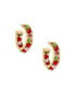 ფოტო #1 პროდუქტის Green and Red Glass Beaded Hoop Earrings