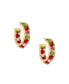 ფოტო #1 პროდუქტის Green and Red Glass Beaded Hoop Earrings