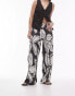 Topshop graphic mono floral crinkle plisse trouser