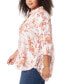 Plus Size Floral-Print Roll-Tab Amanda Shirt