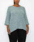 Plus Size Cozy 3/4 Rolled Sleeve Button Back Top