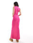 Фото #4 товара Vero Moda high neck sleeveless ribbed jersey maxi dress in hot pink