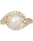 Фото #2 товара Vanilla Pearl (9mm) & Nude Diamond (3/4 ct. t.w.) Statement Ring in 14k Gold